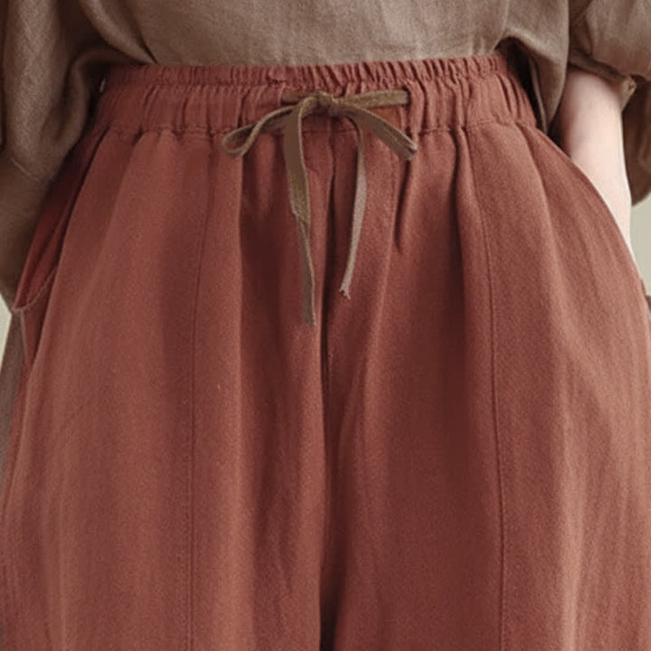 Buddha Stones Lässige, minimalistische Cropped-Hose mit Kordelzug für Damen, ideal für Frühling und Sommer, mit Tasche - image 5