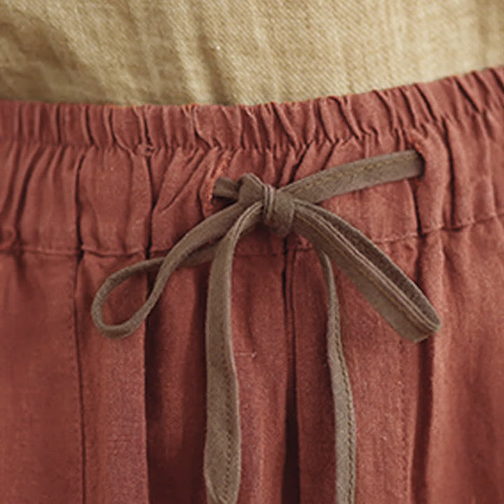 Buddha Stones Lässige, minimalistische Cropped-Hose mit Kordelzug für Damen, ideal für Frühling und Sommer, mit Tasche - image 6