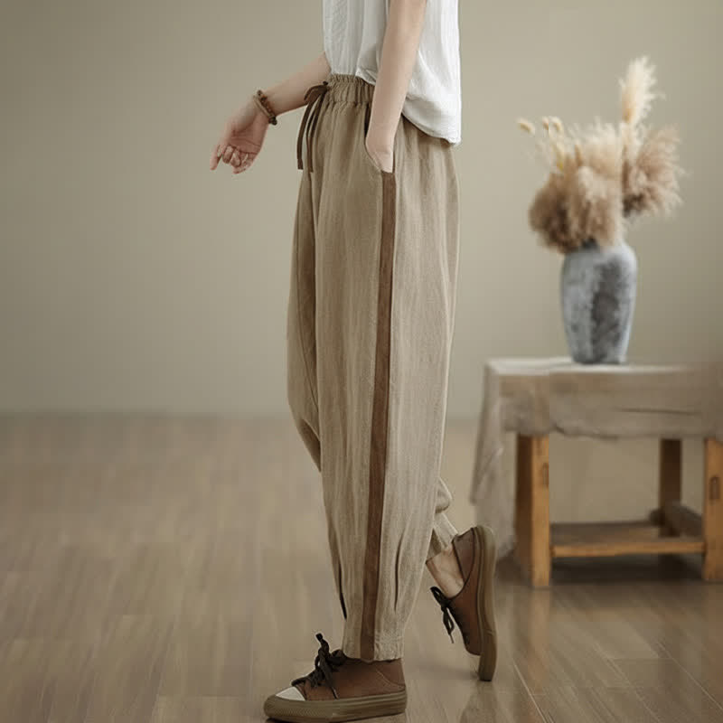 Buddha Stones Lässige, minimalistische Cropped-Hose mit Kordelzug für Damen, ideal für Frühling und Sommer, mit Tasche - image 14