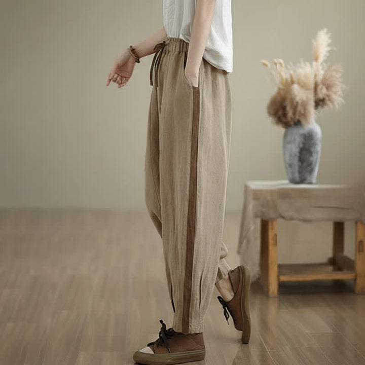 Buddha Stones Lässige, minimalistische Cropped-Hose mit Kordelzug für Damen, ideal für Frühling und Sommer, mit Tasche - image 14