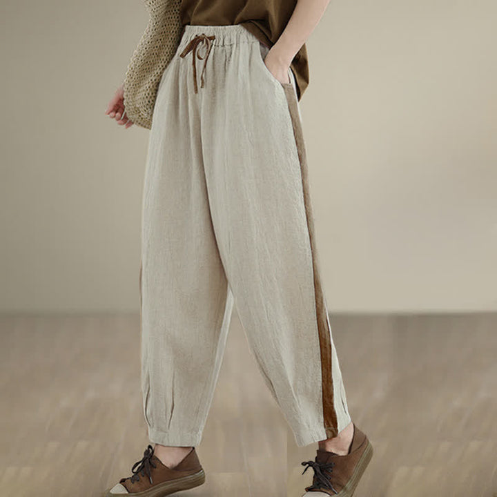 Buddha Stones Lässige, minimalistische Cropped-Hose mit Kordelzug für Damen, ideal für Frühling und Sommer, mit Tasche - image 23