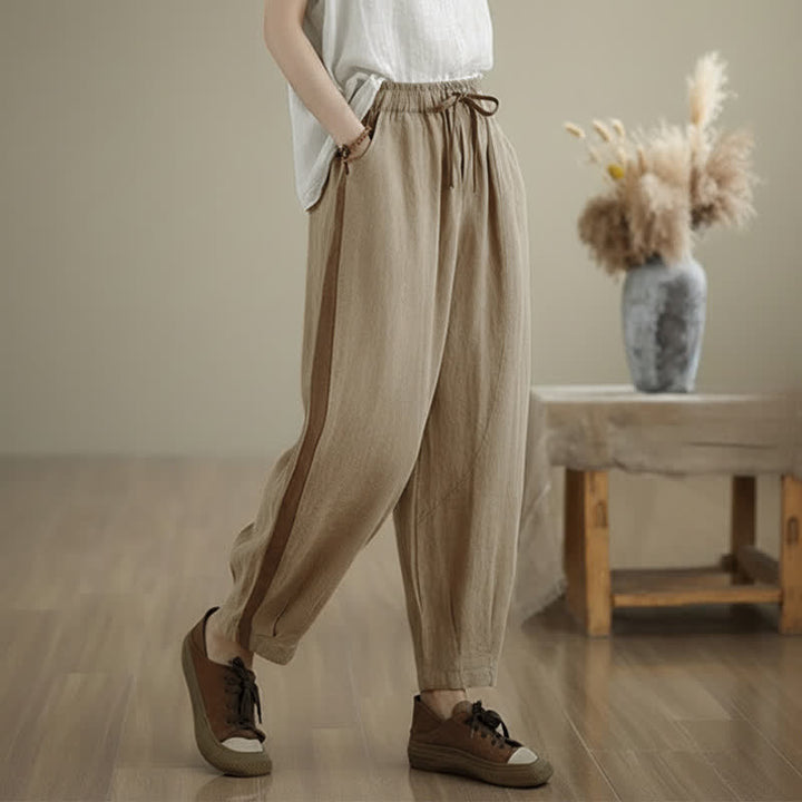 Buddha Stones Lässige, minimalistische Cropped-Hose mit Kordelzug für Damen, ideal für Frühling und Sommer, mit Tasche - image 14