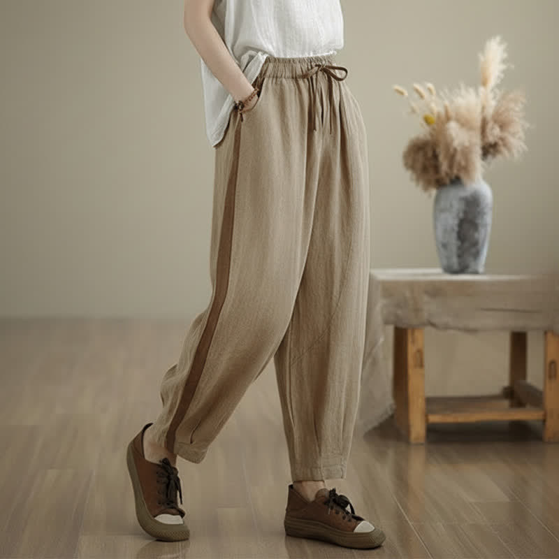 Buddha Stones Lässige, minimalistische Cropped-Hose mit Kordelzug für Damen, ideal für Frühling und Sommer, mit Tasche - image 13
