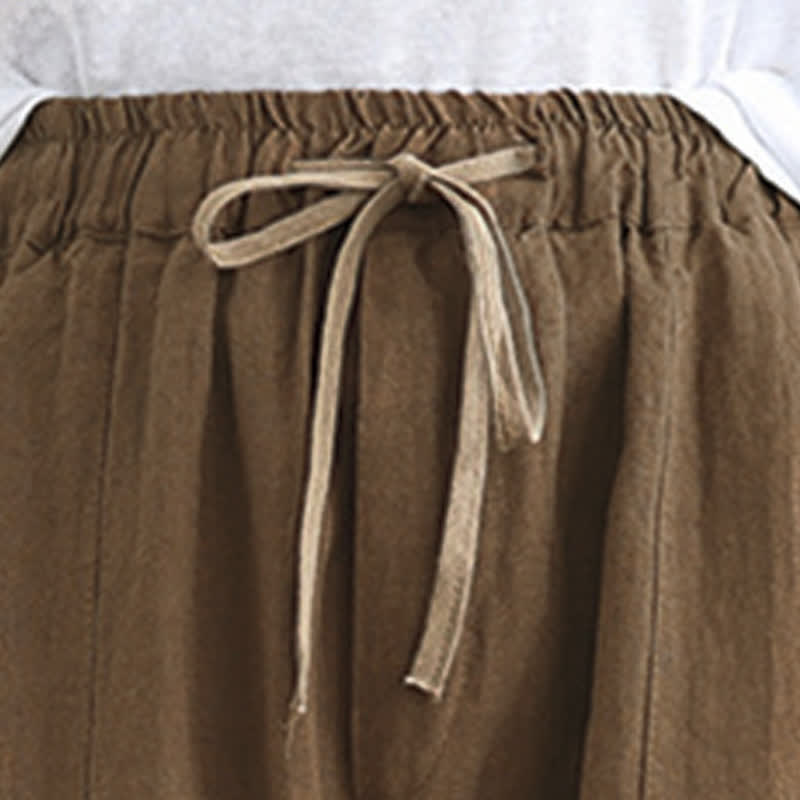 Buddha Stones Lässige, minimalistische Cropped-Hose mit Kordelzug für Damen, ideal für Frühling und Sommer, mit Tasche - image 20
