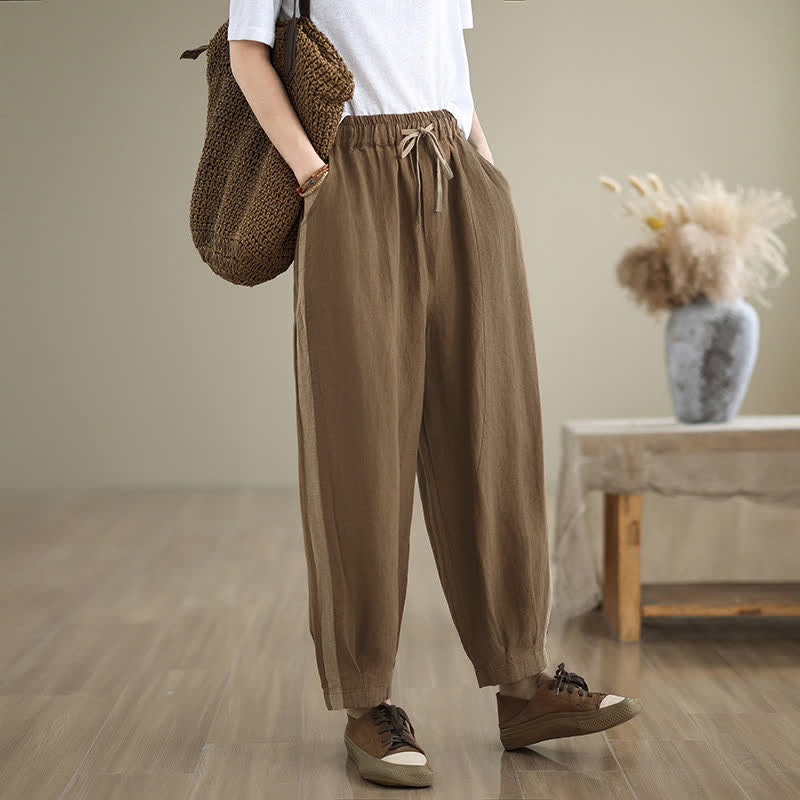 Buddha Stones Lässige, minimalistische Cropped-Hose mit Kordelzug für Damen, ideal für Frühling und Sommer, mit Tasche - image 16