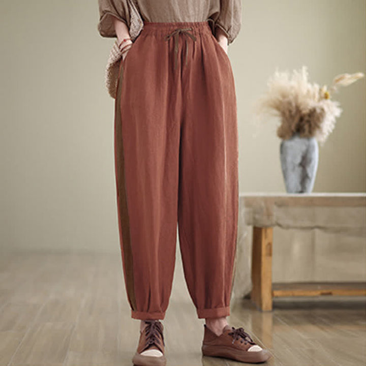 Buddha Stones Lässige, minimalistische Cropped-Hose mit Kordelzug für Damen, ideal für Frühling und Sommer, mit Tasche - image 1