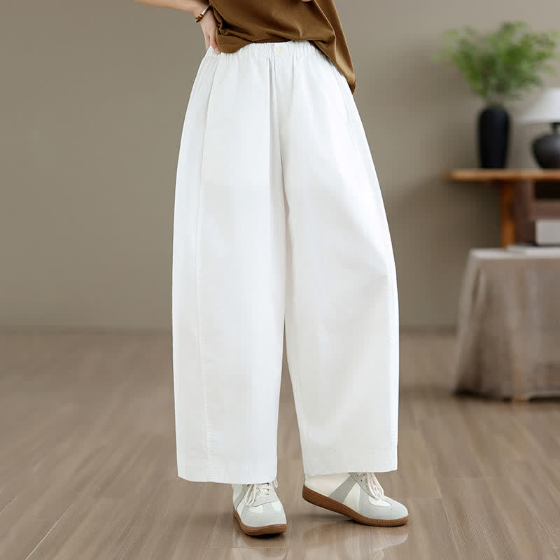 Buddha Stones Frühling/Sommer: Schlichte, einfarbige, kurze Damenhose mit weitem Bein und Taschen - image 14