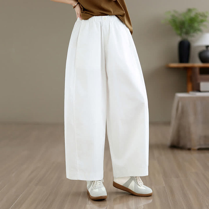 Buddha Stones Frühling/Sommer: Schlichte, einfarbige, kurze Damenhose mit weitem Bein und Taschen - image 14