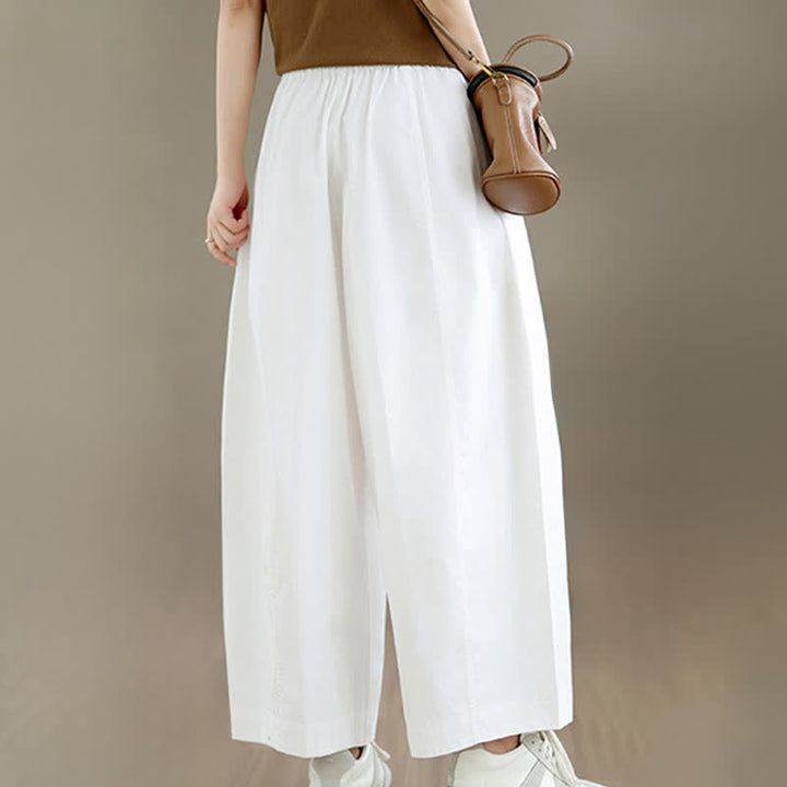 Buddha Stones Frühling/Sommer: Schlichte, einfarbige, kurze Damenhose mit weitem Bein und Taschen - image 16