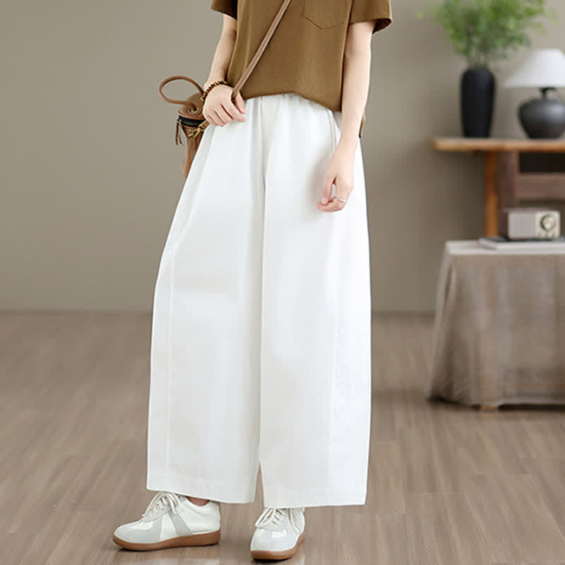 Buddha Stones Frühling/Sommer: Schlichte, einfarbige, kurze Damenhose mit weitem Bein und Taschen - image 15
