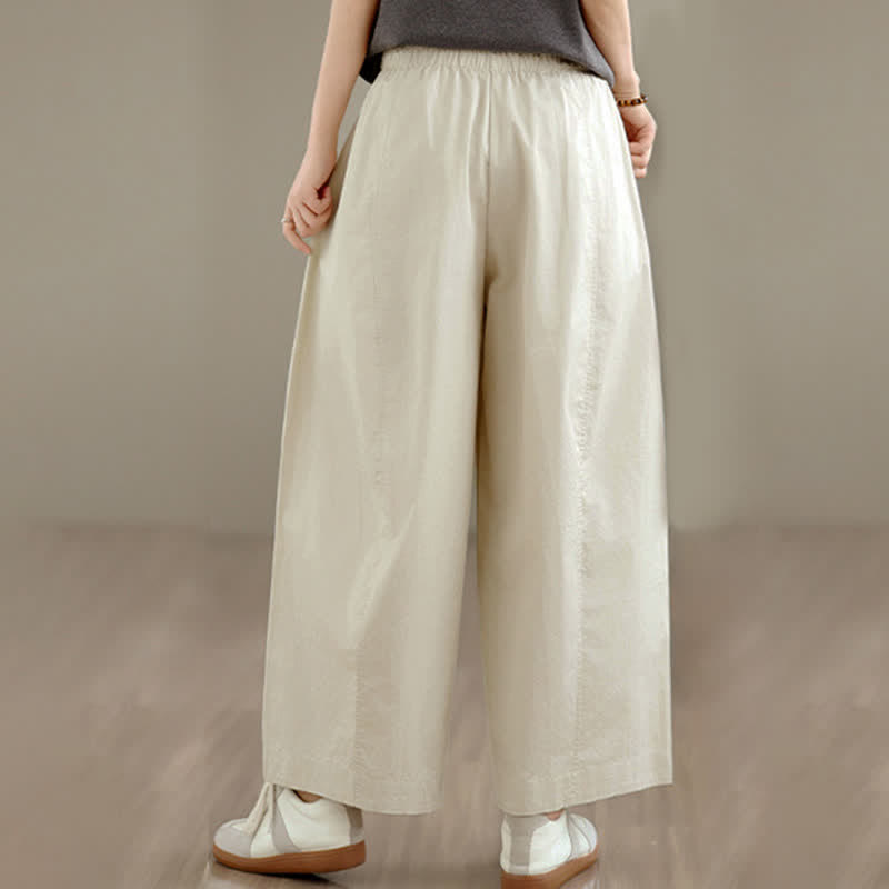 Buddha Stones Frühling/Sommer: Schlichte, einfarbige, kurze Damenhose mit weitem Bein und Taschen - image 11