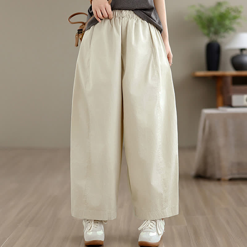 Buddha Stones Frühling/Sommer: Schlichte, einfarbige, kurze Damenhose mit weitem Bein und Taschen - Beige - US8-10, UK/AU12-14, EU40-42 (XL) - image 8