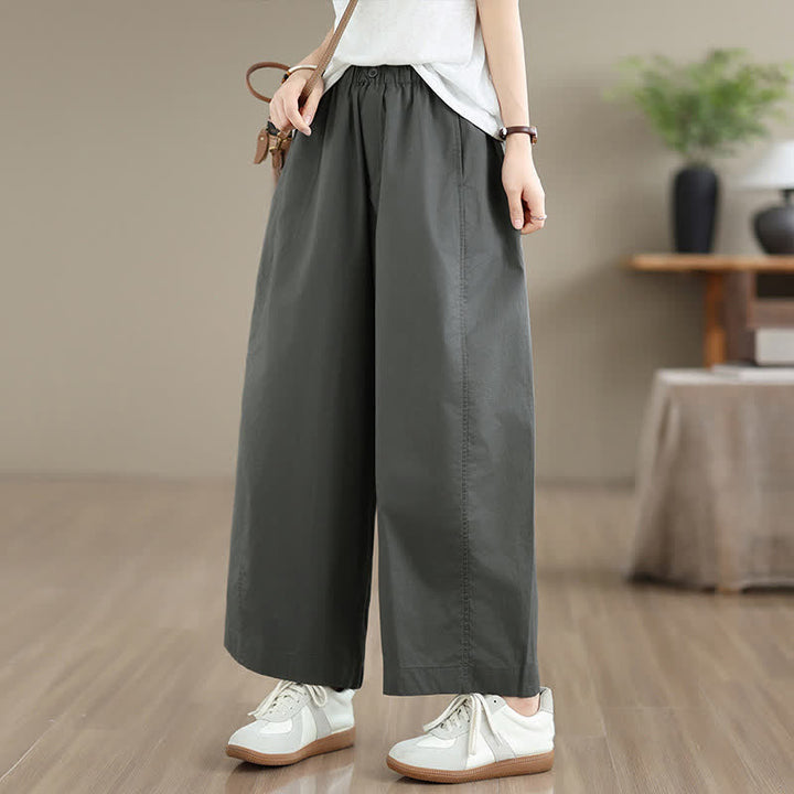 Buddha Stones Frühling/Sommer: Schlichte, einfarbige, kurze Damenhose mit weitem Bein und Taschen - DimGray - US8-10, UK/AU12-14, EU40-42 (XL) - image 0