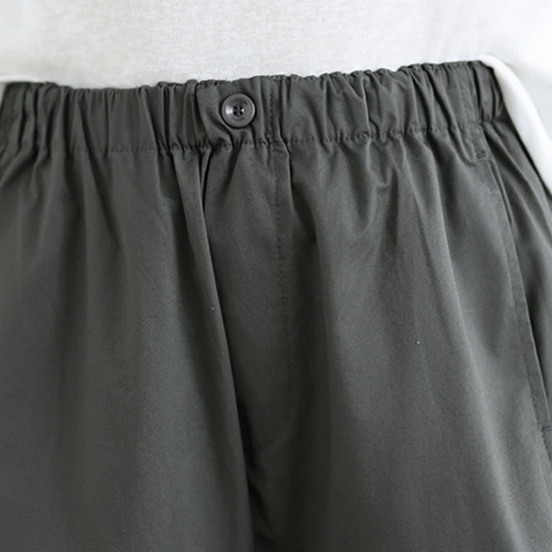 Buddha Stones Frühling/Sommer: Schlichte, einfarbige, kurze Damenhose mit weitem Bein und Taschen - image 4