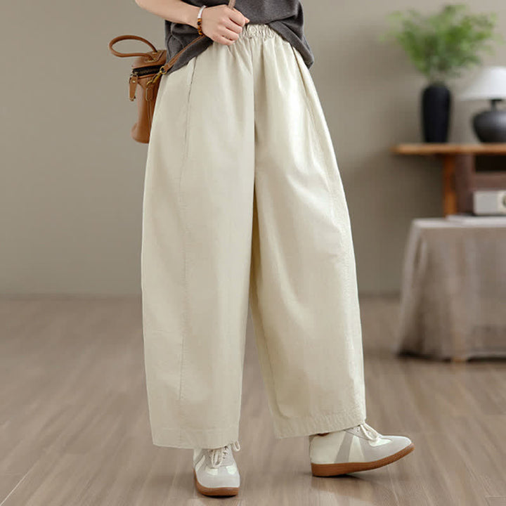 Buddha Stones Frühling/Sommer: Schlichte, einfarbige, kurze Damenhose mit weitem Bein und Taschen - image 9