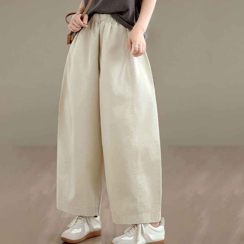 Buddha Stones Frühling/Sommer: Schlichte, einfarbige, kurze Damenhose mit weitem Bein und Taschen - image 10