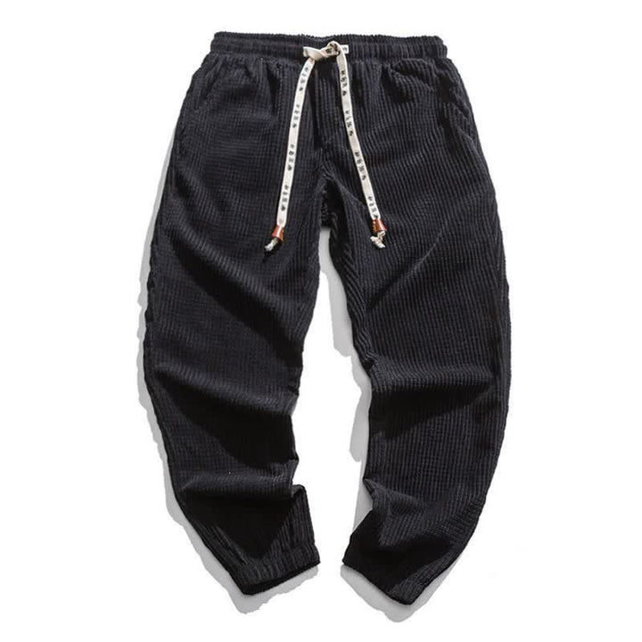 Buddha Stones Klassische Winter-Retro-Cordhose mit Kordelzug, einfarbig, knöchellang, Herren, schmal zulaufend, mit Tasche - Schwarz - US/UK/AU46, EU56 (5XL) - image 1