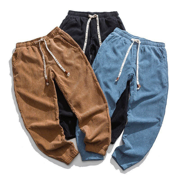 Buddha Stones Klassische Winter-Retro-Cordhose mit Kordelzug, einfarbig, knöchellang, Herren, schmal zulaufend, mit Tasche - image 3