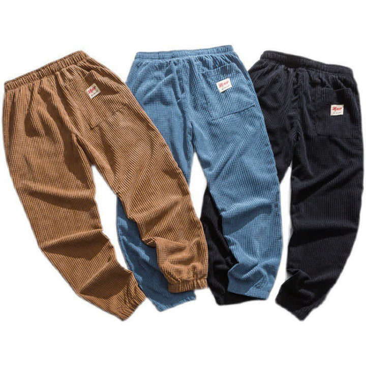 Buddha Stones Klassische Winter-Retro-Cordhose mit Kordelzug, einfarbig, knöchellang, Herren, schmal zulaufend, mit Tasche - image 4