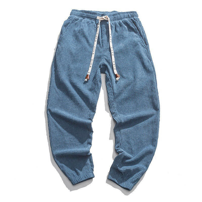 Buddha Stones Klassische Winter-Retro-Cordhose mit Kordelzug, einfarbig, knöchellang, Herren, schmal zulaufend, mit Tasche - SteelBlue - US/UK/AU46, EU56 (5XL) - image 0