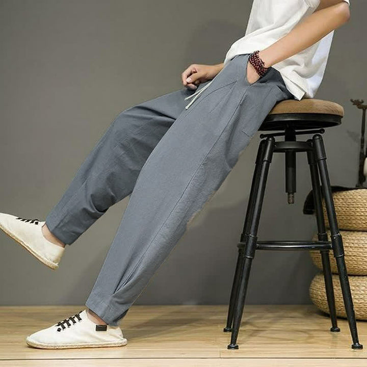 Buddha Stones Lässige, minimalistische Herren-Cropped-Hose mit Kordelzug und Taschen für Frühling und Sommer - image 22