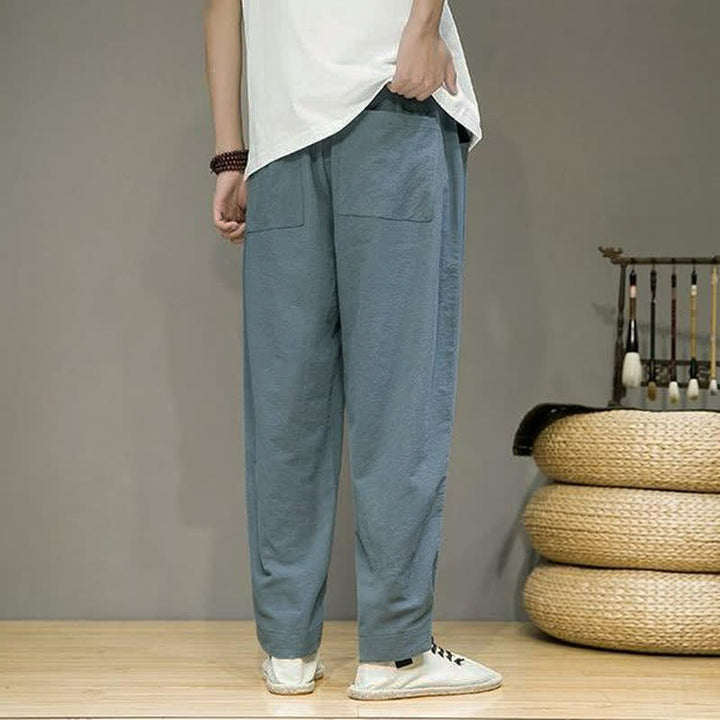 Buddha Stones Lässige, minimalistische Herren-Cropped-Hose mit Kordelzug und Taschen für Frühling und Sommer - image 3