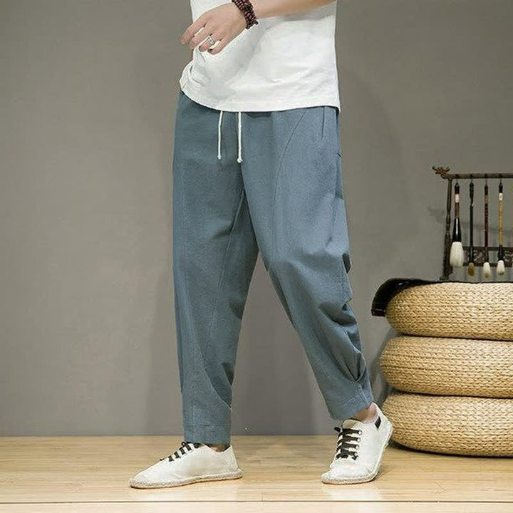 Buddha Stones Lässige, minimalistische Herren-Cropped-Hose mit Kordelzug und Taschen für Frühling und Sommer - image 4