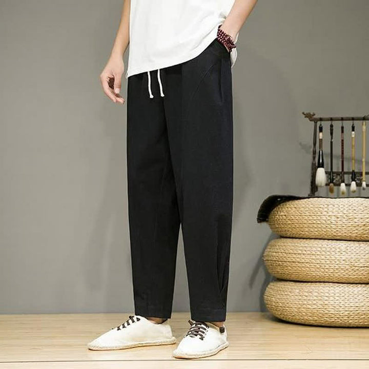 Buddha Stones Lässige, minimalistische Herren-Cropped-Hose mit Kordelzug und Taschen für Frühling und Sommer - image 10