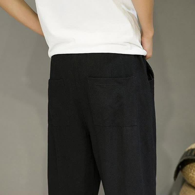 Buddha Stones Lässige, minimalistische Herren-Cropped-Hose mit Kordelzug und Taschen für Frühling und Sommer - image 15
