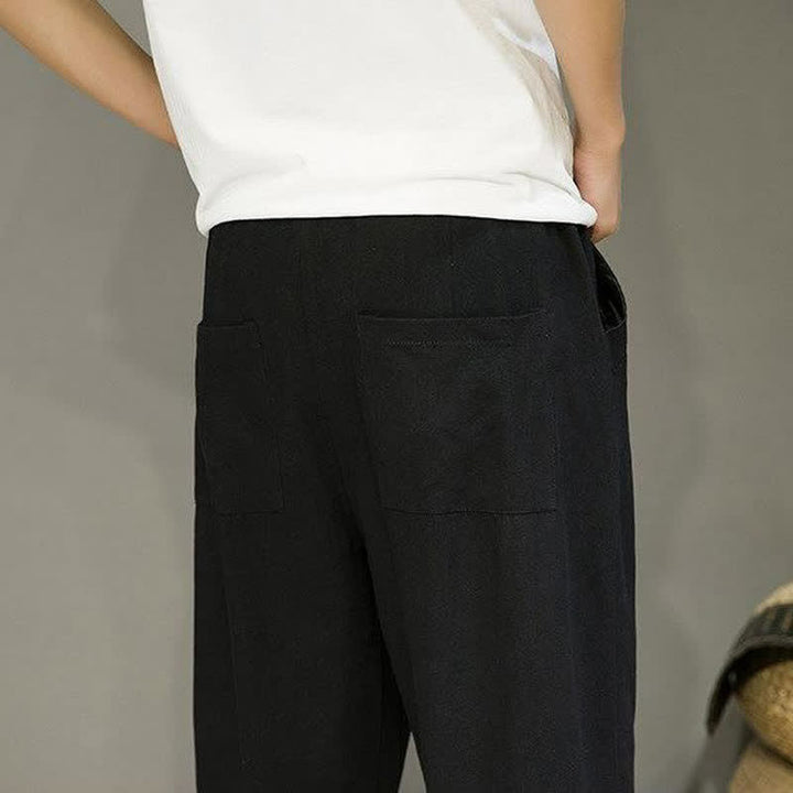 Buddha Stones Lässige, minimalistische Herren-Cropped-Hose mit Kordelzug und Taschen für Frühling und Sommer - image 15
