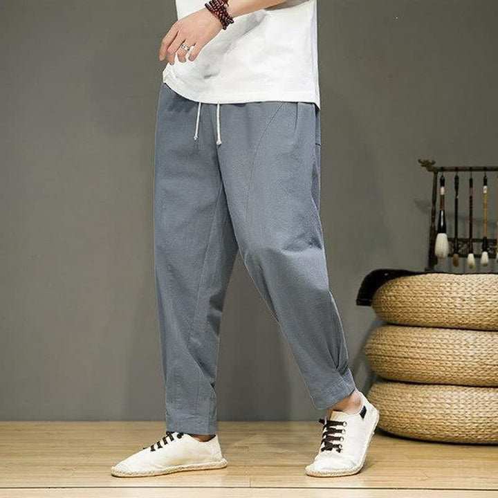 Buddha Stones Lässige, minimalistische Herren-Cropped-Hose mit Kordelzug und Taschen für Frühling und Sommer - image 18