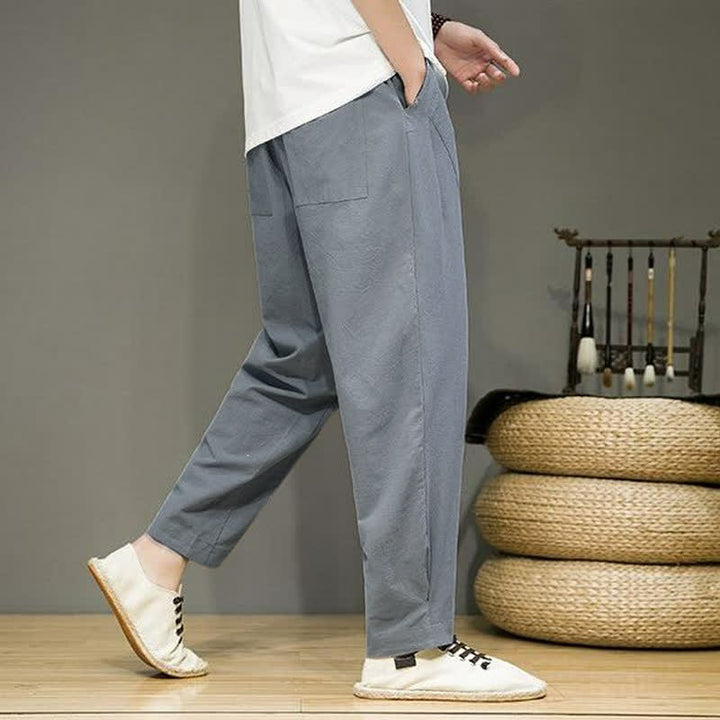 Buddha Stones Lässige, minimalistische Herren-Cropped-Hose mit Kordelzug und Taschen für Frühling und Sommer - image 19