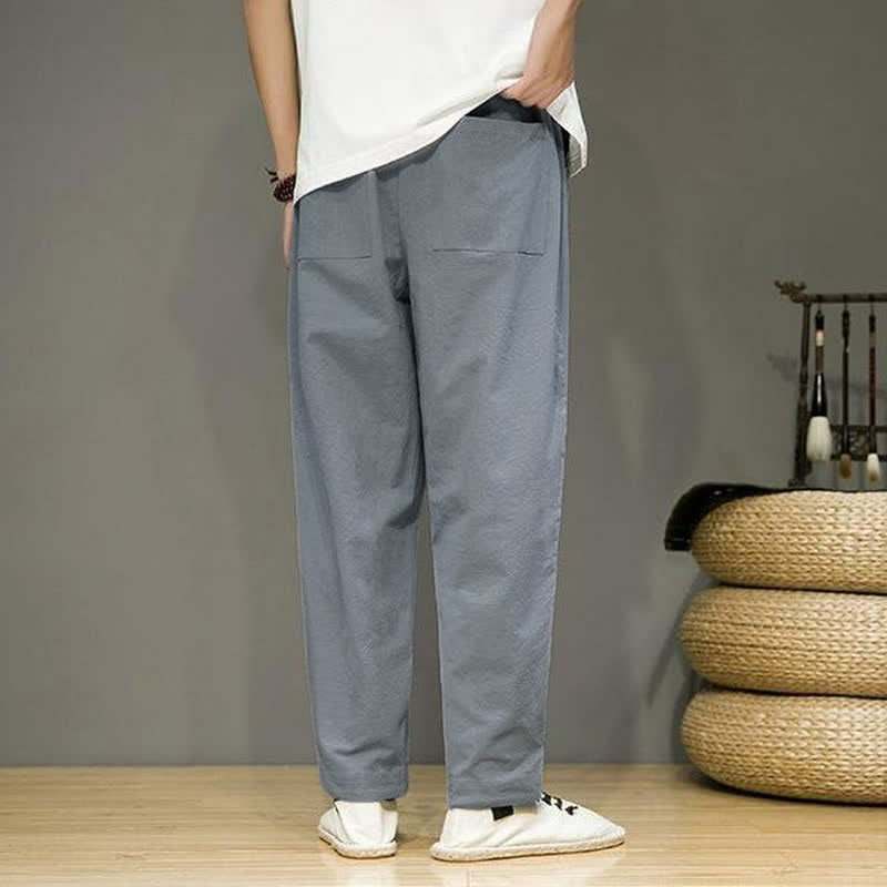 Buddha Stones Lässige, minimalistische Herren-Cropped-Hose mit Kordelzug und Taschen für Frühling und Sommer - image 20