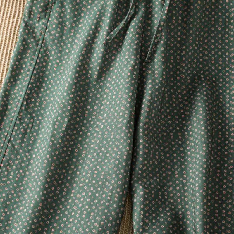 Buddha Stones Lässige Boho-Hose für Frühling und Sommer, Damen, kurze Hose mit Kordelzug, Blumenmuster, weitem Bein und Taschen - image 6
