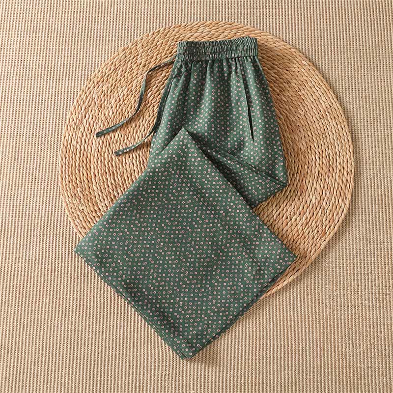 Buddha Stones Lässige Boho-Hose für Frühling und Sommer, Damen, kurze Hose mit Kordelzug, Blumenmuster, weitem Bein und Taschen - image 2