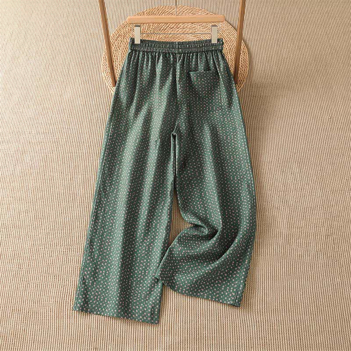 Buddha Stones Lässige Boho-Hose für Frühling und Sommer, Damen, kurze Hose mit Kordelzug, Blumenmuster, weitem Bein und Taschen - image 1