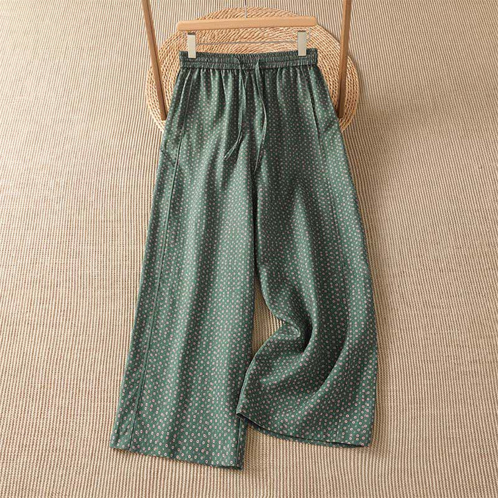 Buddha Stones Lässige Boho-Hose für Frühling und Sommer, Damen, kurze Hose mit Kordelzug, Blumenmuster, weitem Bein und Taschen - SeaGreen - US8-10, UK/AU12-14, EU40-42 (2XL) - image 0