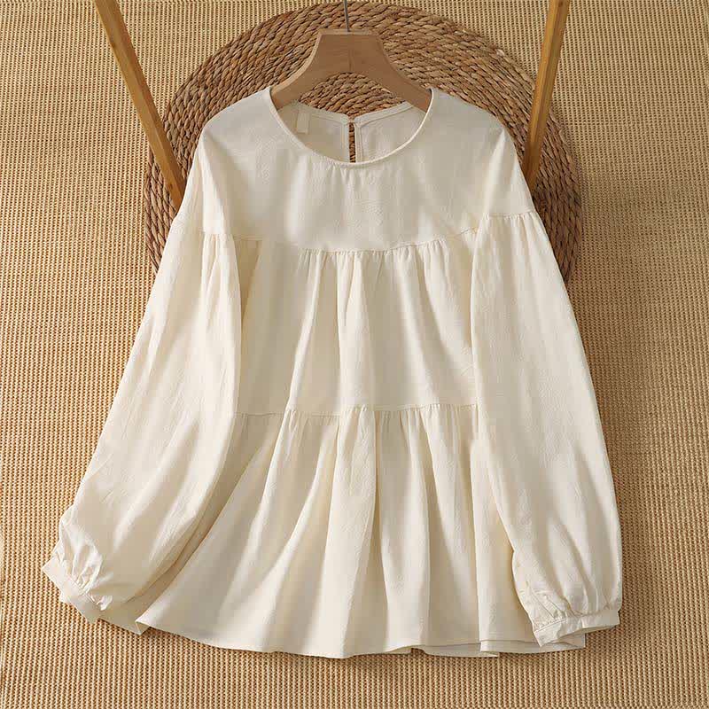 Buddha Stones Lässiges, schlichtes Langarm-T-Shirt für Damen, ideal für Frühling und Herbst - Antikweiß - US14, UK/AU18, EU46 (2XL) - image 0