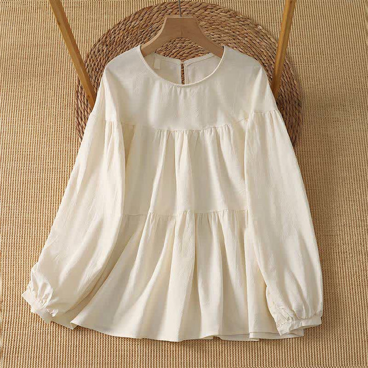 Buddha Stones Lässiges, schlichtes Langarm-T-Shirt für Damen, ideal für Frühling und Herbst - Antikweiß - US14, UK/AU18, EU46 (2XL) - image 0