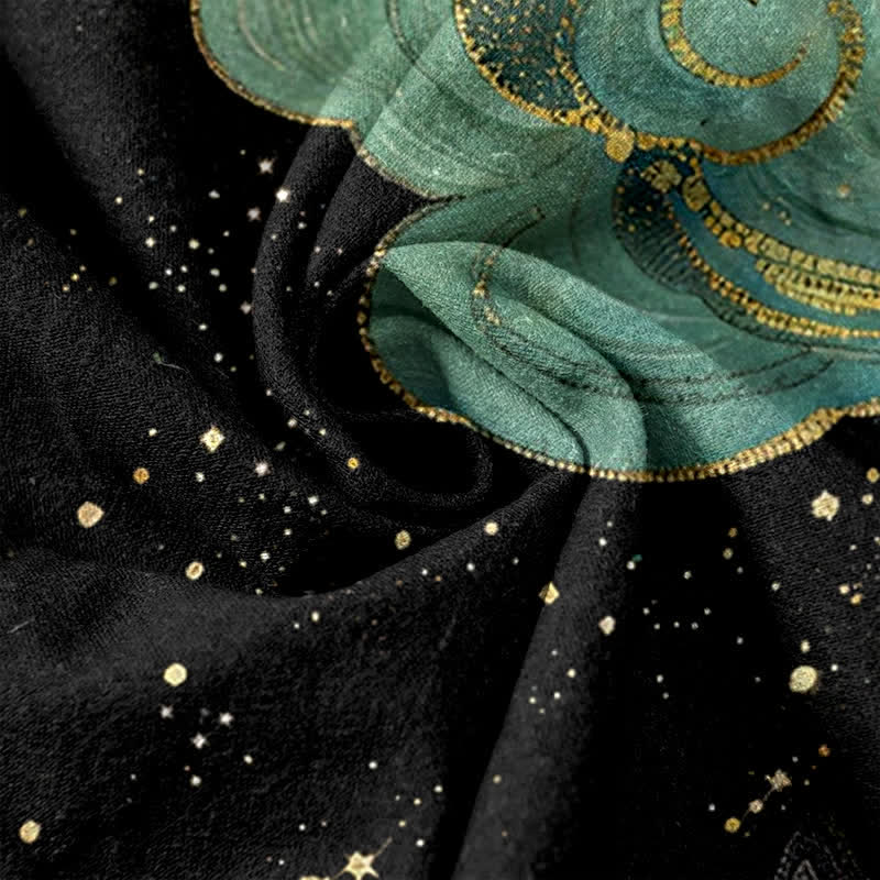 Buddha Stones Elegante Damenhose aus reiner Baumwolle mit Phönix-Wolken-Muster, elastischem Bund und Taschen - image 3