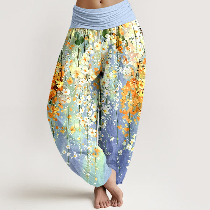 Buddha Stones Baumwoll-Haremshose mit Wildblumenmuster und elastischem Bund für Damen - Hellblau - US16, UK/AU20, EU48 (3XL) - image 5