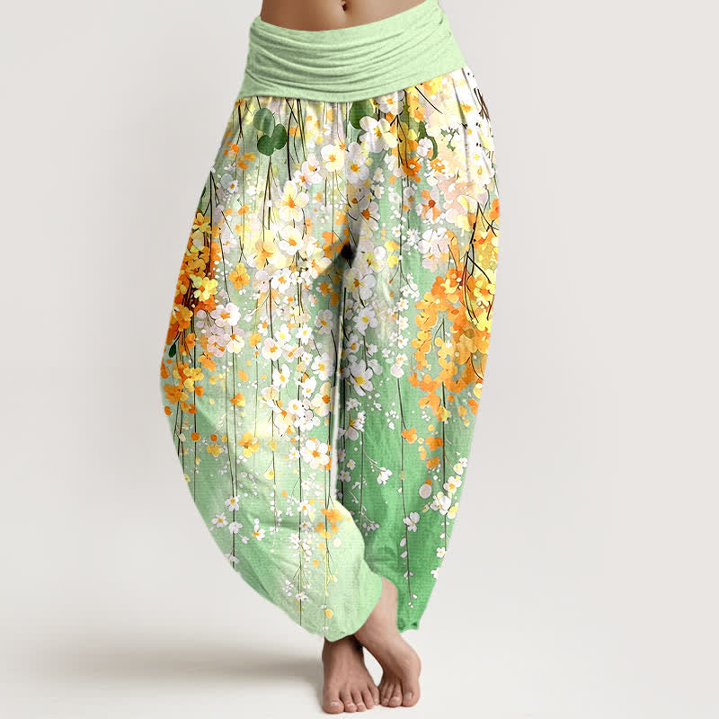 Buddha Stones Baumwoll-Haremshose mit Wildblumenmuster und elastischem Bund für Damen - Hellgrün - US16, UK/AU20, EU48 (3XL) - image 8