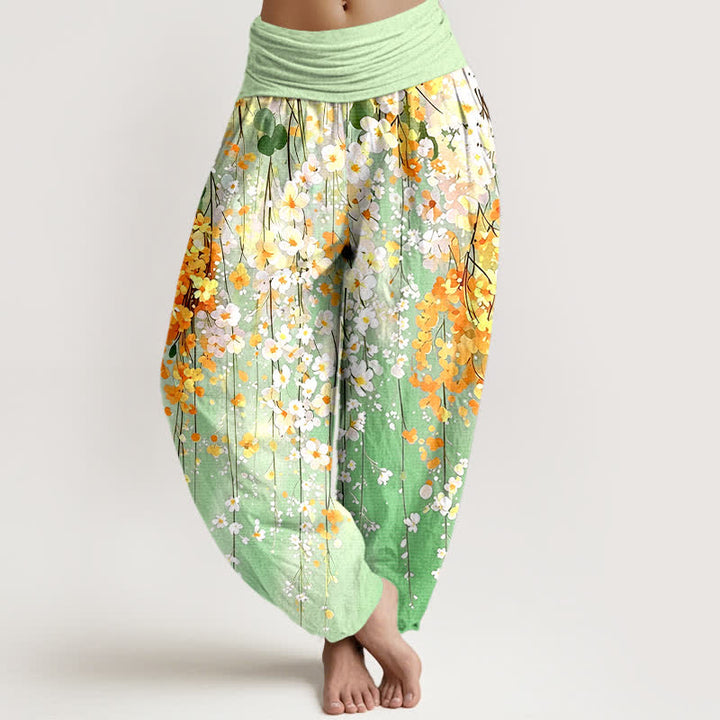 Buddha Stones Baumwoll-Haremshose mit Wildblumenmuster und elastischem Bund für Damen - Hellgrün - US16, UK/AU20, EU48 (3XL) - image 8