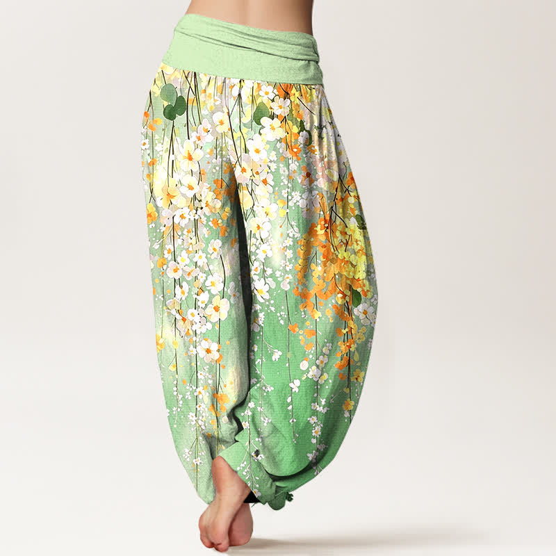 Buddha Stones Baumwoll-Haremshose mit Wildblumenmuster und elastischem Bund für Damen - image 10