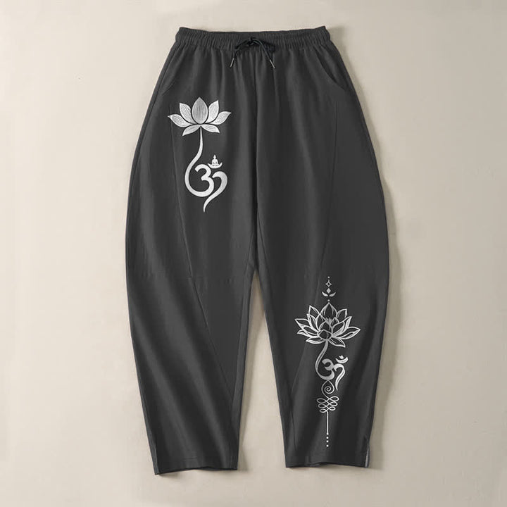 Buddha Stones Herrenhose aus reiner Baumwolle mit Zen-Om-Muster, Kordelzug und Taschen - image 2