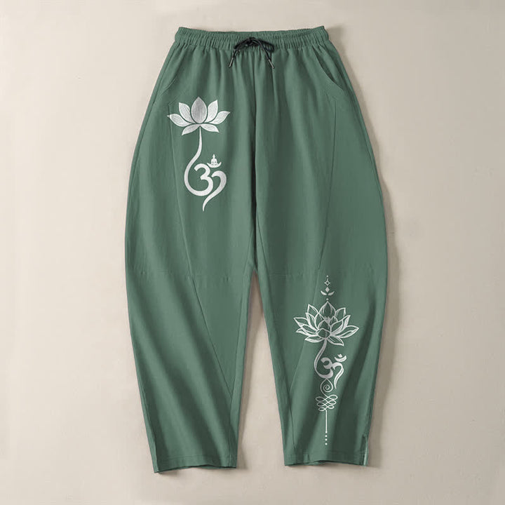 Buddha Stones Herrenhose aus reiner Baumwolle mit Zen-Om-Muster, Kordelzug und Taschen - image 13