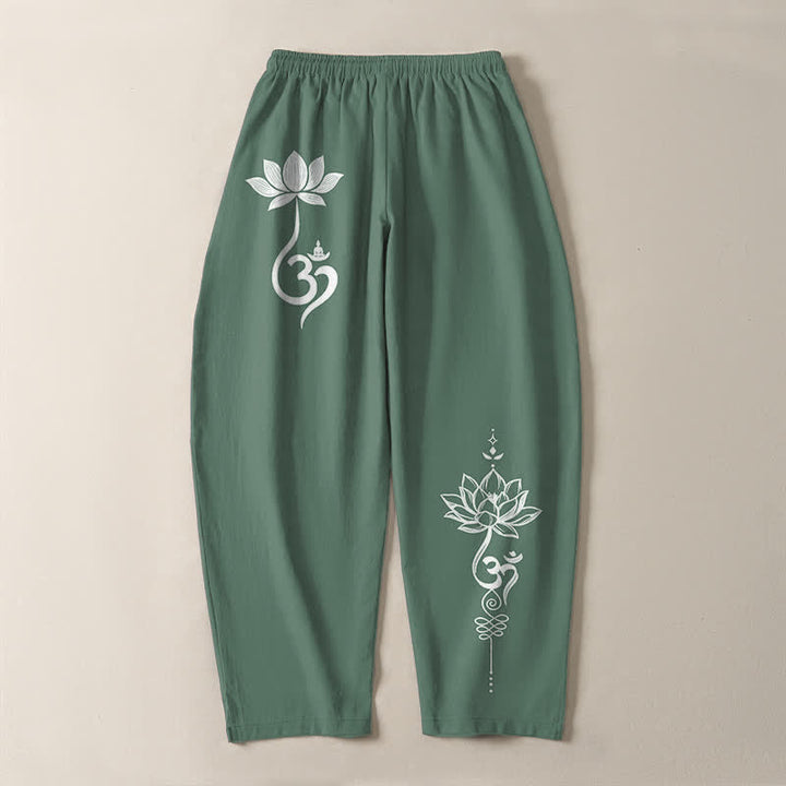 Buddha Stones Herrenhose aus reiner Baumwolle mit Zen-Om-Muster, Kordelzug und Taschen - image 14