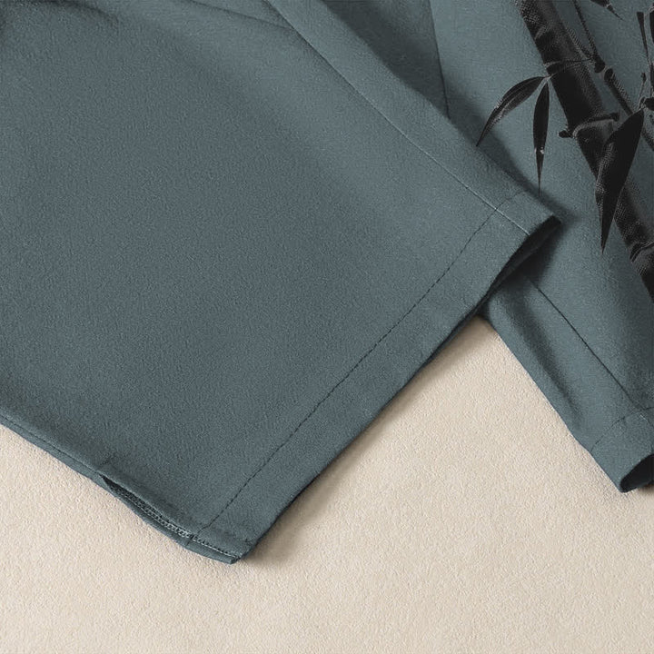 Buddha Stones Herrenhose aus reiner Baumwolle mit orientalischem Bambusmuster, Kordelzug und Taschen - image 5