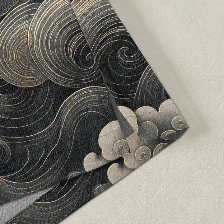 Buddha Stones Kimono aus Baumwolle mit goldenem Drachen- und Wolkenmuster, offener Vorderseite, für Herren - image 4
