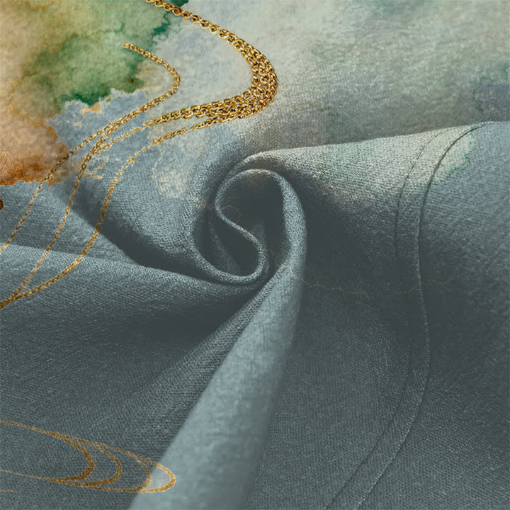 Buddha Stones Kimono aus Baumwolle mit Lotus-Koi-Tintenwolkenmuster und offener Vorderseite für Herren - image 5